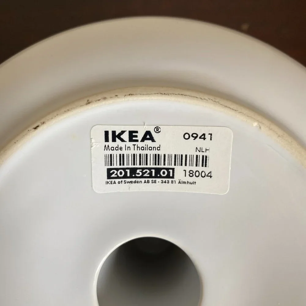 Vintage Ikea Bjorkefall White Ceramic Candle Stick Holder Drip Pan Handle 6 x 7